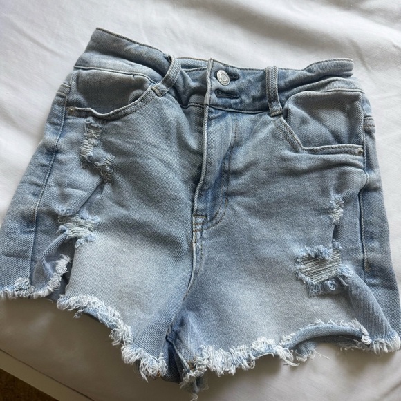 Vanilla Star Blue Jean Shorts Distressed High-Waisted - Picture 2 of 6